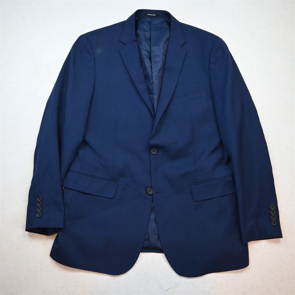 Mantoni 44L Blue 100% Wool Mens Blazer Suit Jacket Sport Coat